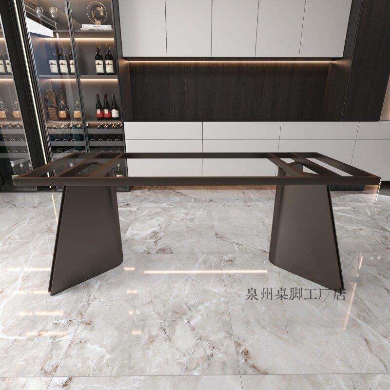 大理石桌脚支架不锈钢桌腿奢石茶台茶桌底座岩板大板轻奢餐桌脚架