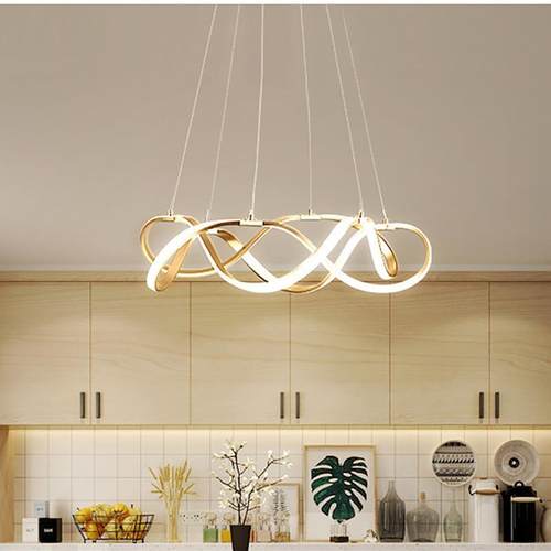 led餐厅吊灯创意后现代简约个性艺术铝材圆圈形环形客厅卧室吊灯