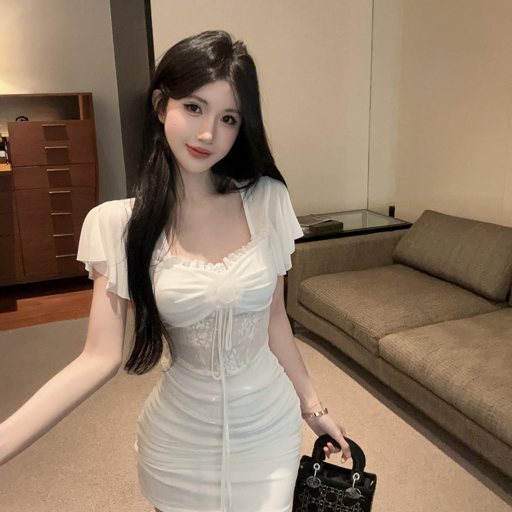 夜场显瘦性感蕾丝洋装养生美容包臀裙子足浴技师柔式工作服