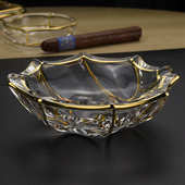 XXSP 客厅办公室KTV酒吧描金烟缸 热销玻璃透明烟灰缸创意个性