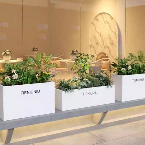 市政户外铁艺不锈钢花箱种植箱隔断商业街广场外摆铁艺长方形花槽