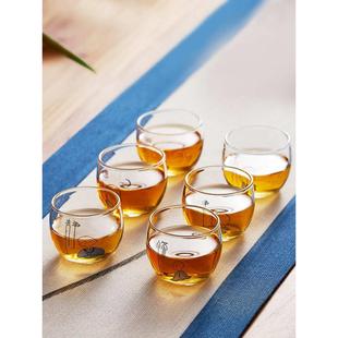 品茗杯 玻璃小茶杯功夫小和尚禅心杯主人杯耐热高硼硅玻璃茶具日式
