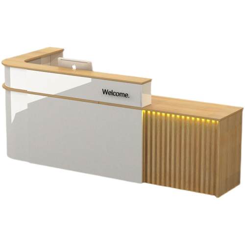 转角柜台现代吧台接待美容院桌台茶店弧形收银简约奶前台桌收银台