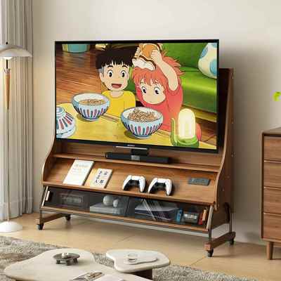 实木可移动电视机柜客厅2025新款落地家用小户型带轮储物电视支架