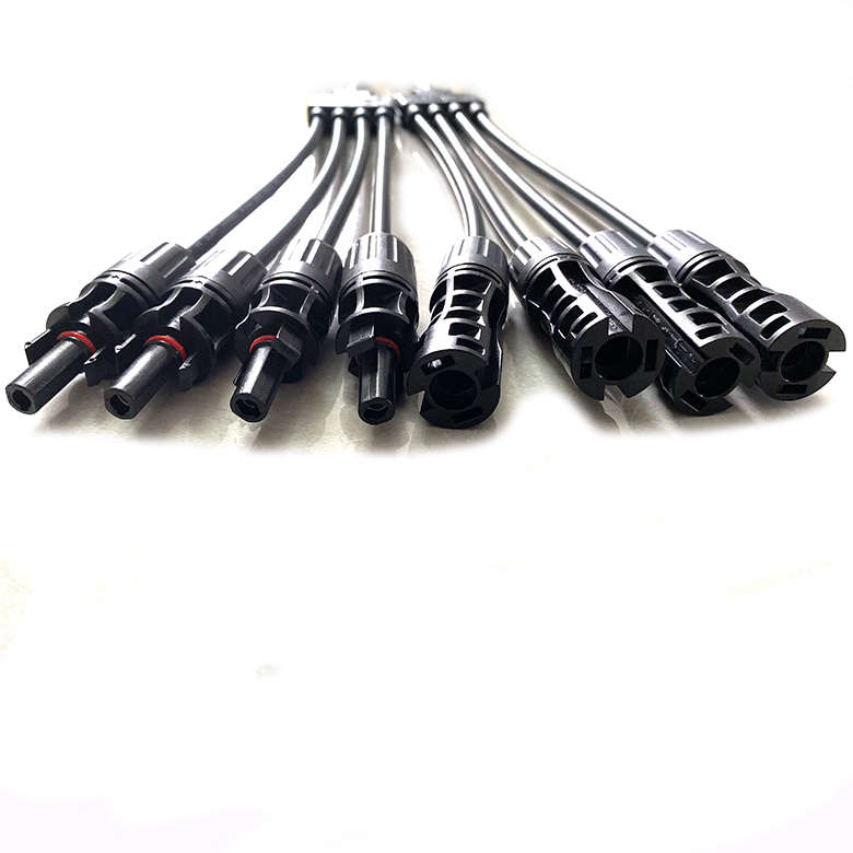 MC4光伏连接器太阳能板组件1500V MC4 Y型五通 1拖4 一出四并联器