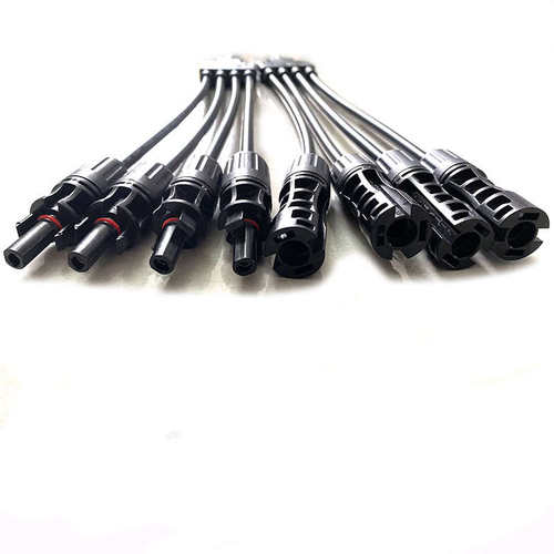 MC4光伏连接器太阳能板组件1500V MC4 Y型五通 1拖4 一出四并联器