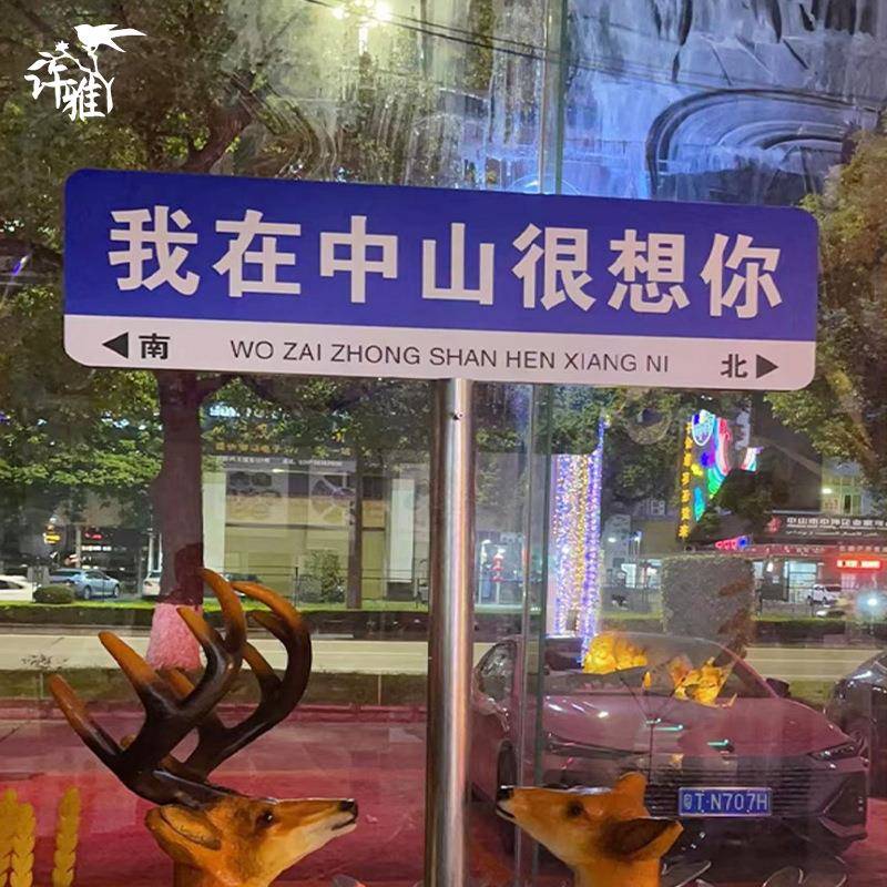 红打卡路发光路牌想你的风还是吹到了指示牌街道站标牌指XY-82360