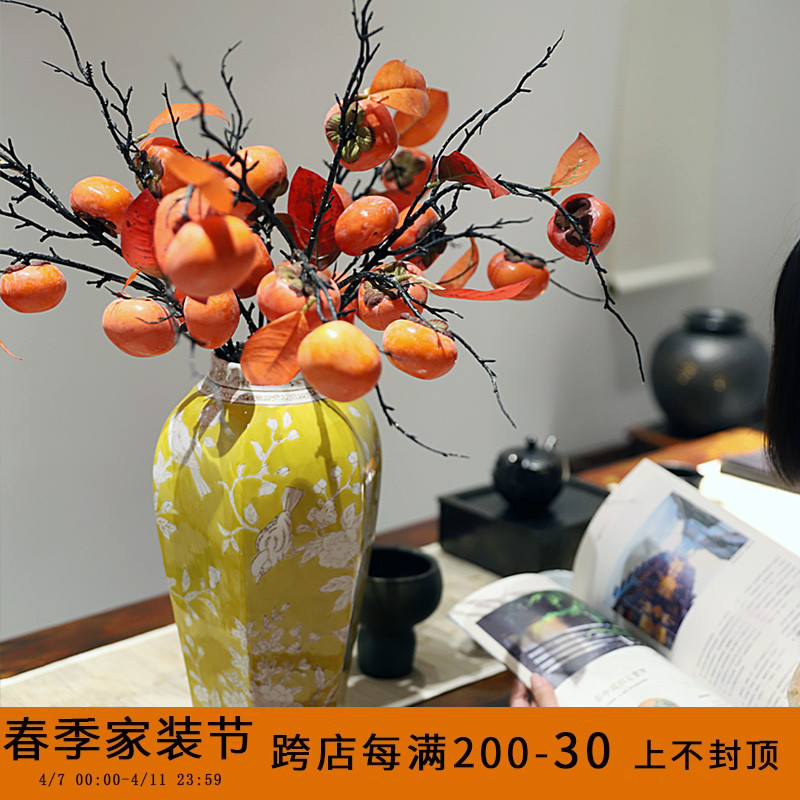 青花瓷六方瓶陶瓷水培花瓶干花花器客厅玄关家居装饰摆件高温礼品