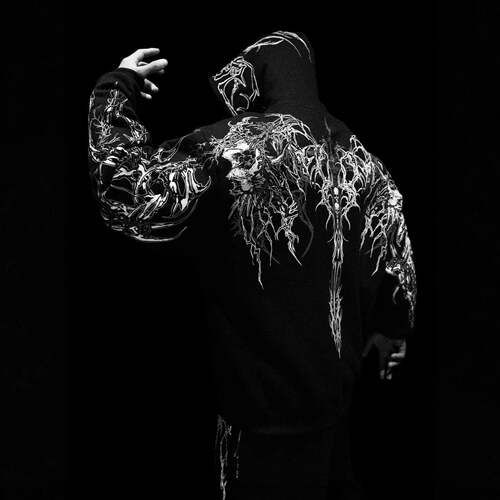 Men Dark Streetwear Hoodie Gothic Oversized Sweatshirt Sword
