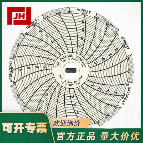 DICKSON迪克森温湿度记录仪用图表S397/S387/C316圆盘记录纸C314