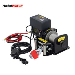 热销12v 钢丝绳绞盘 24v2000磅迷你电动绞盘 直流电绞盘