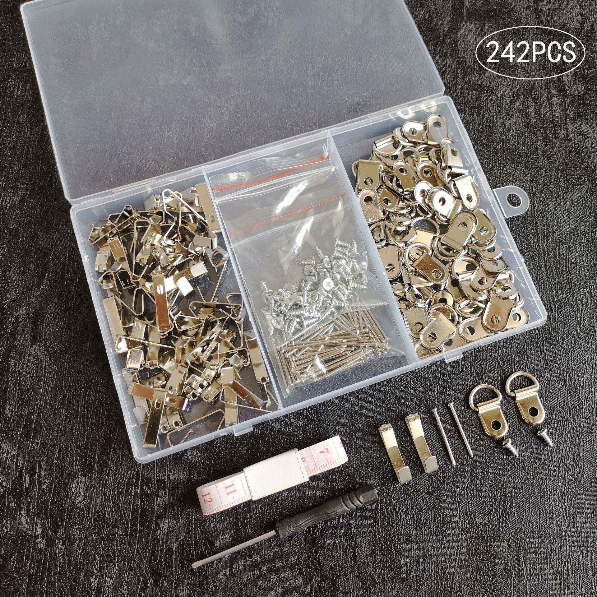 标准欧式木墙钉钩板勾银色D形半圆五金挂钩金属挂扣墙钉242只组合
