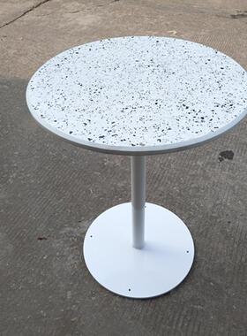 设计款桌岩板大石金属工艺圆家桌用水理磨石餐桌水泥饭家具MD-SMY