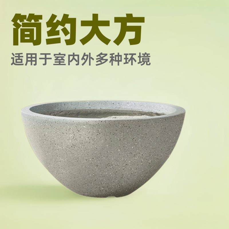 现代简约白色家用客厅落地镁泥花盆大口径碗莲水泥盆室内外花箱