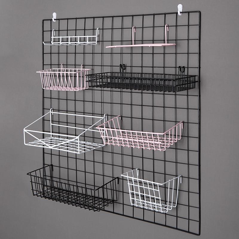 网片网格置物架托盘网架挂篮超市置物蓝家用浴室整理收纳铁艺篮子