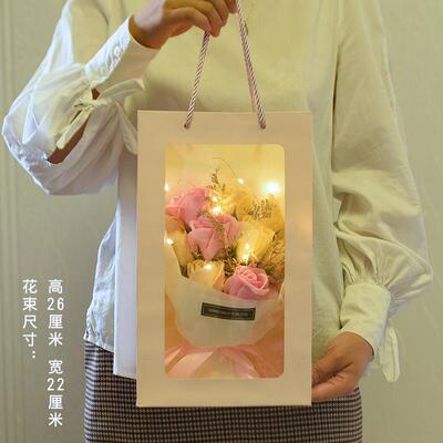 高档三八喜妇女节礼物送师香皂花礼盒康乃馨惊妈实用妈仿真玫瑰老
