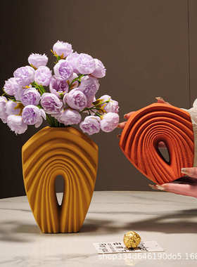 简约现代北欧高级感异形磨砂陶瓷花瓶家居装饰品客厅插花玄关摆设