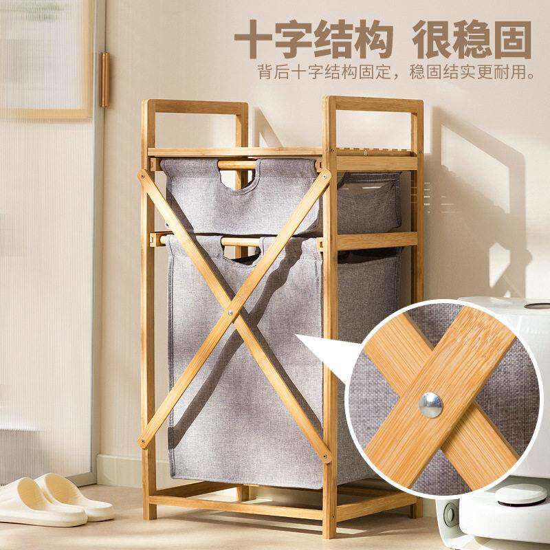 纳脏厂衣服收筐浴室竹布脏衣筐折叠脏脏衣篓衣篓家用放直衣服收纳