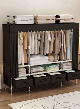 易衣柜加粗加固柜钢NCT管布涤纶衣简约经济型组装收纳简19管