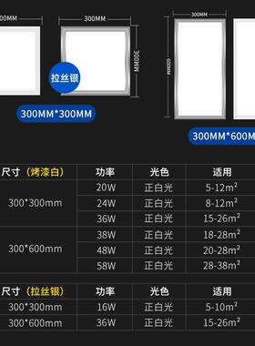 ED面板灯集成KGE吊顶灯600*0厨卫灯办6公室方形嵌L入0式铝扣板平