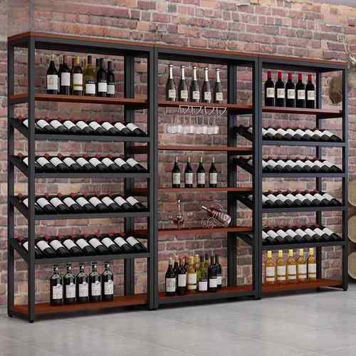 简单的铁覆古酒架地板到天花板客厅隔断柜红酒柜酒展示架储藏架
