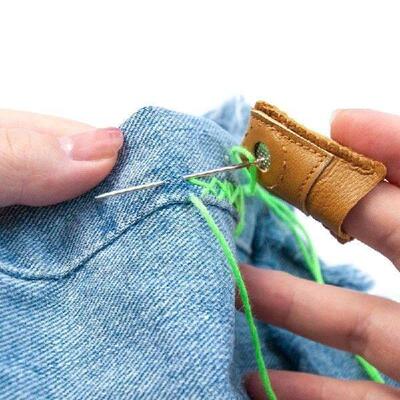 Leather Sewing Thimble Finger Protector Sleeve Leather Coin