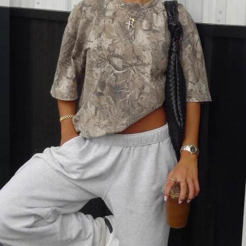 Women'S Camo Print Round Neck Tee Casual Streetwear Short