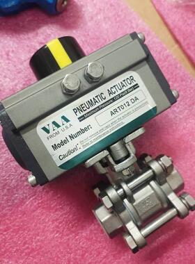 ART012DA气动三片式丝口球阀VAA新款不锈钢304球阀Q611F1/2CF8