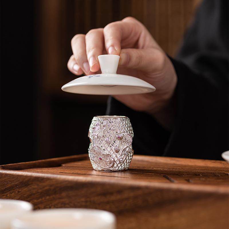 镀银5858852盖茶置紫砂壶盖托盖碗杯盖垫家用茶铜桌功茶具夫配件