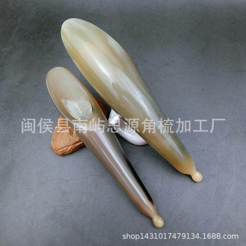 新款直销天然牛角刮痧按摩筒面部颈部眼部腿部背部全身白水牛角刮