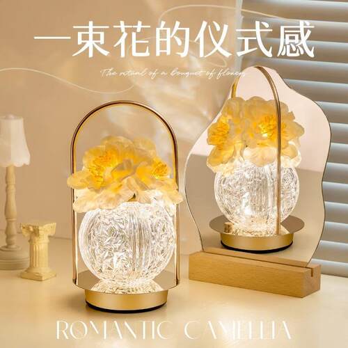 w%水晶波纹小夜灯气氛围感情调卧室床头睡眠台灯送新人结婚新年礼