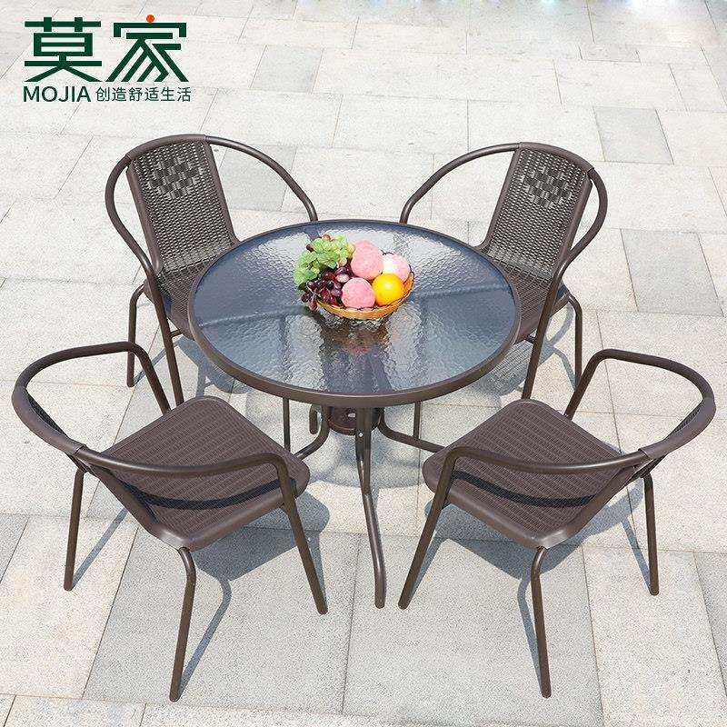 莫家户外桌椅庭院藤椅天餐桌休室闲合阳台茶桌椅组外露桌BD-3椅外