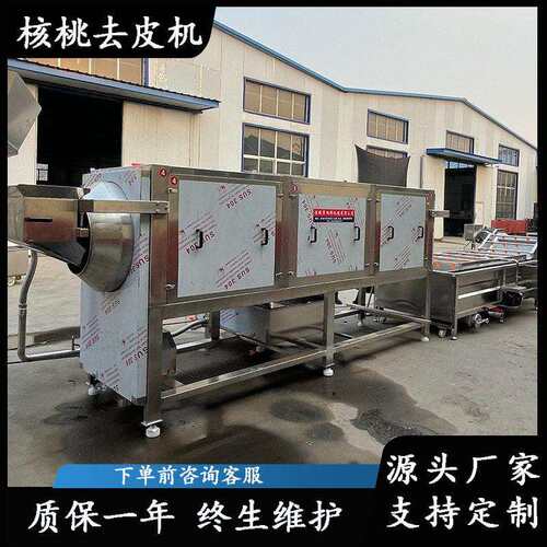 核桃去皮机滚筒式核桃仁浸泡去衣清洗机纯物理螺旋式滚筒去皮设备
