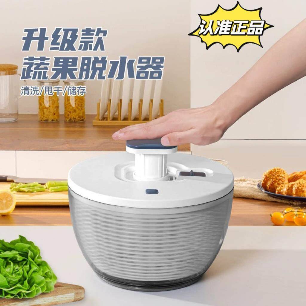 家用按压蔬菜脱水器沥水篮手动不锈钢果蔬甩水器沙拉甩菜器甩干机