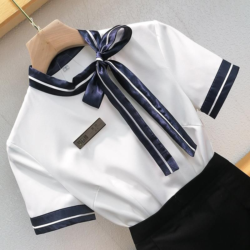 酒店餐饮前厅工作服美容师上班服衬衫茶楼收银员前台工作装女夏季图片