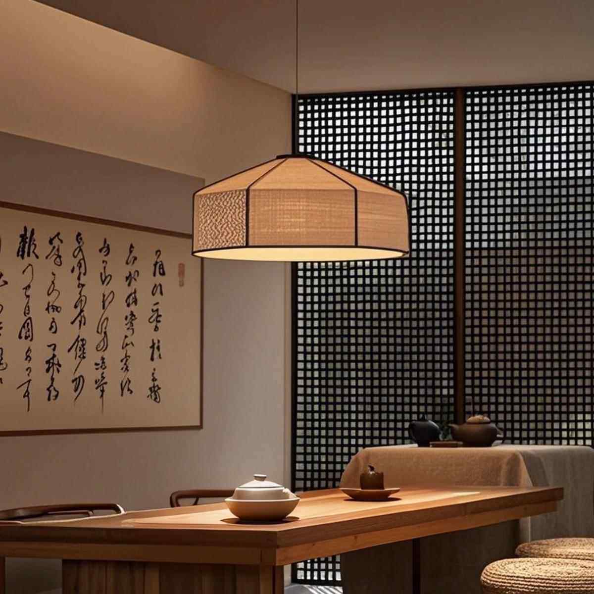 新中式茶室吊灯宋代美学餐厅吧台灯中国风复古禅意侘寂风布艺灯具