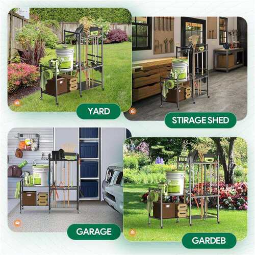 带轮子的花园工具收纳架电动工具收纳盒工具支架整理储物架置物架