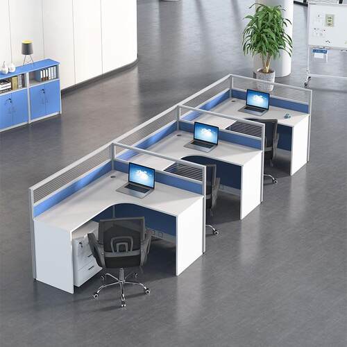 职员办公位桌椅组合简现代蓝色2/4/6约人ZY-PFGW屏位风工位员工卡