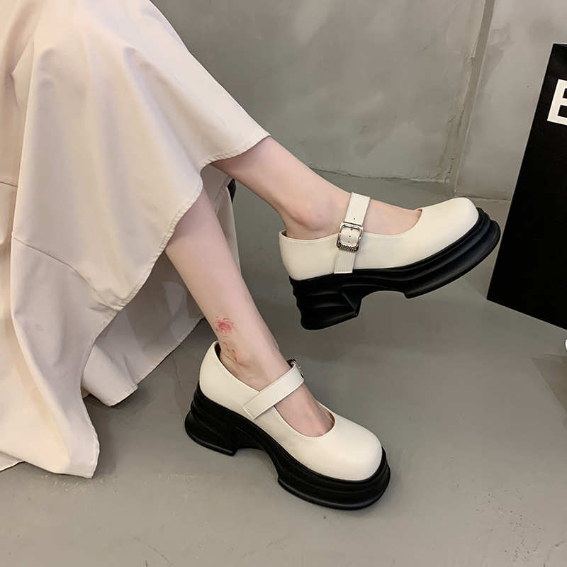 139-16厚底玛丽珍女单鞋学院风浅口小皮鞋宽脚胖脚乐福鞋大码女鞋