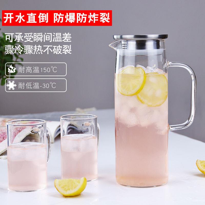加厚防爆耐热高温玻璃冷水壶晾凉开水杯大容量扎壶水瓶带盖果汁杯图片