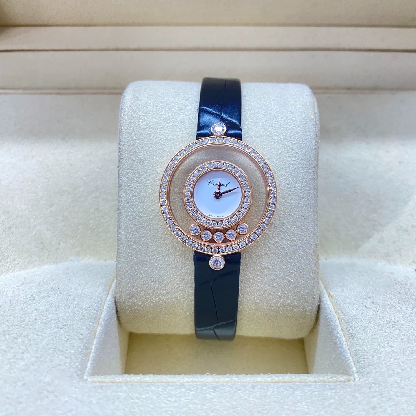 公价10.5万】萧邦快乐钻203957-5201石英女士手表25.8mm正品二手