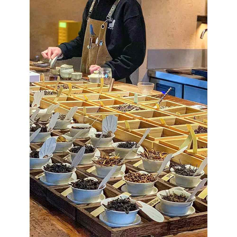 新中式茶样展示器具茶叶收纳分类瓶茶叶样展示区闻茶器玻璃储物罐
