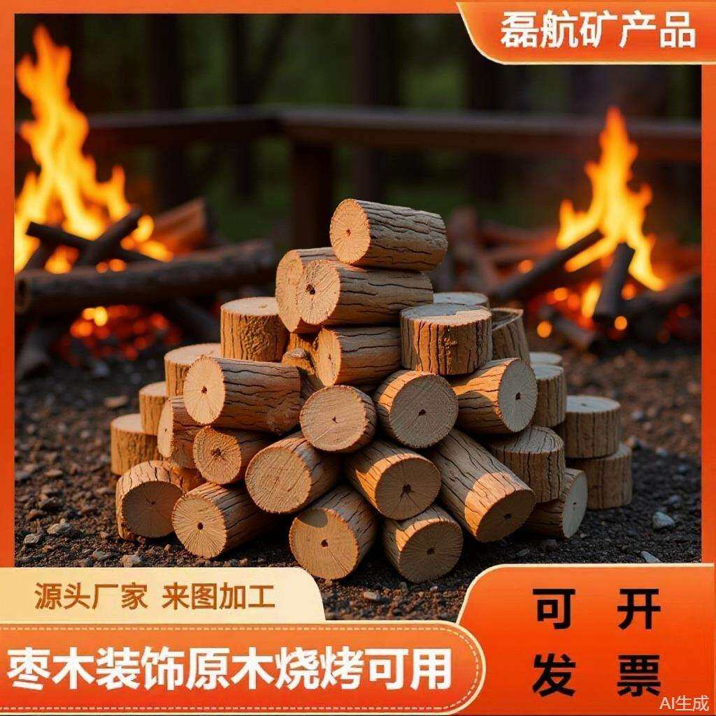 实木带皮圆木片壁炉装饰木柴树桩木材原木色木头杉木桩摆件