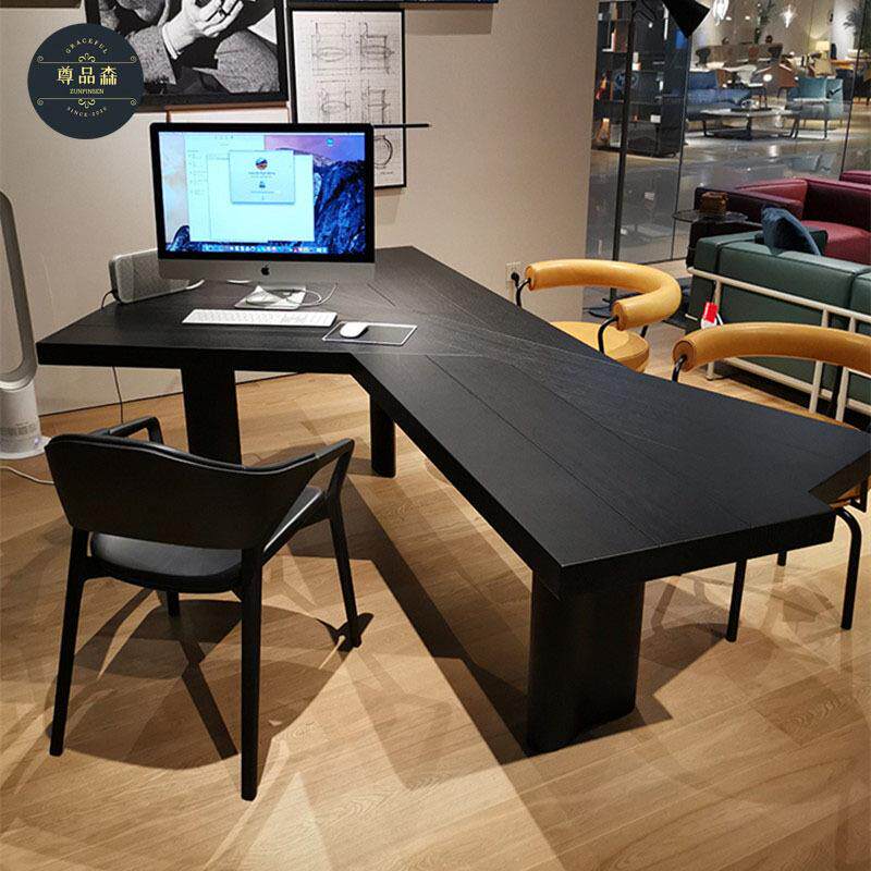 北欧实木办公桌设计师创意老板桌异形原木书桌简约个性电脑桌