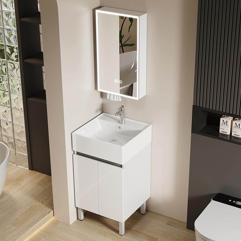 极窄浴室柜蜂窝铝小户型洗漱台陶瓷一体盆洗手盆柜组合落地式新款