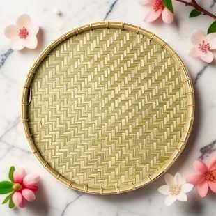 手工圆形竹簸箕农家竹筛子筲箕竹编制品家用晒干货晾晒筐竹匾晒盘