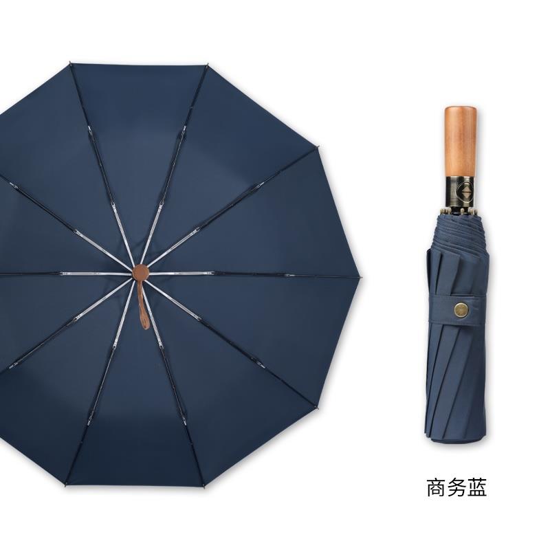 新款木柄用雨伞大号男自动折全叠实双人暴雨加固加厚结女晴雨两防图片