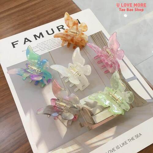 Acetate Hair Claw Sweet Fairy Butterfly Hairpin Clip Gradien