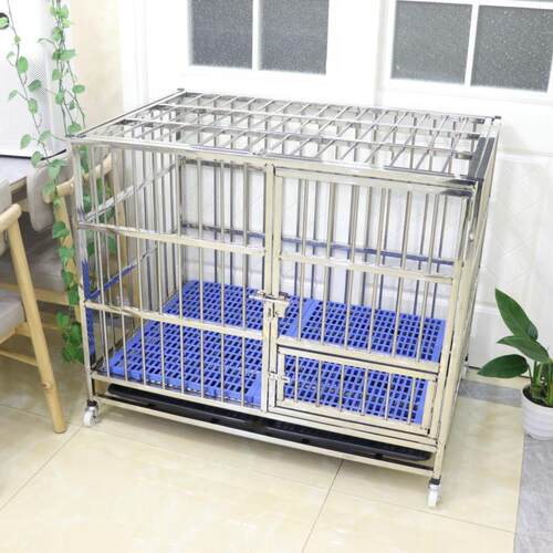 不锈钢狗笼子小中型大型犬带厕所家用室内外 狗笼 加粗宠物笼