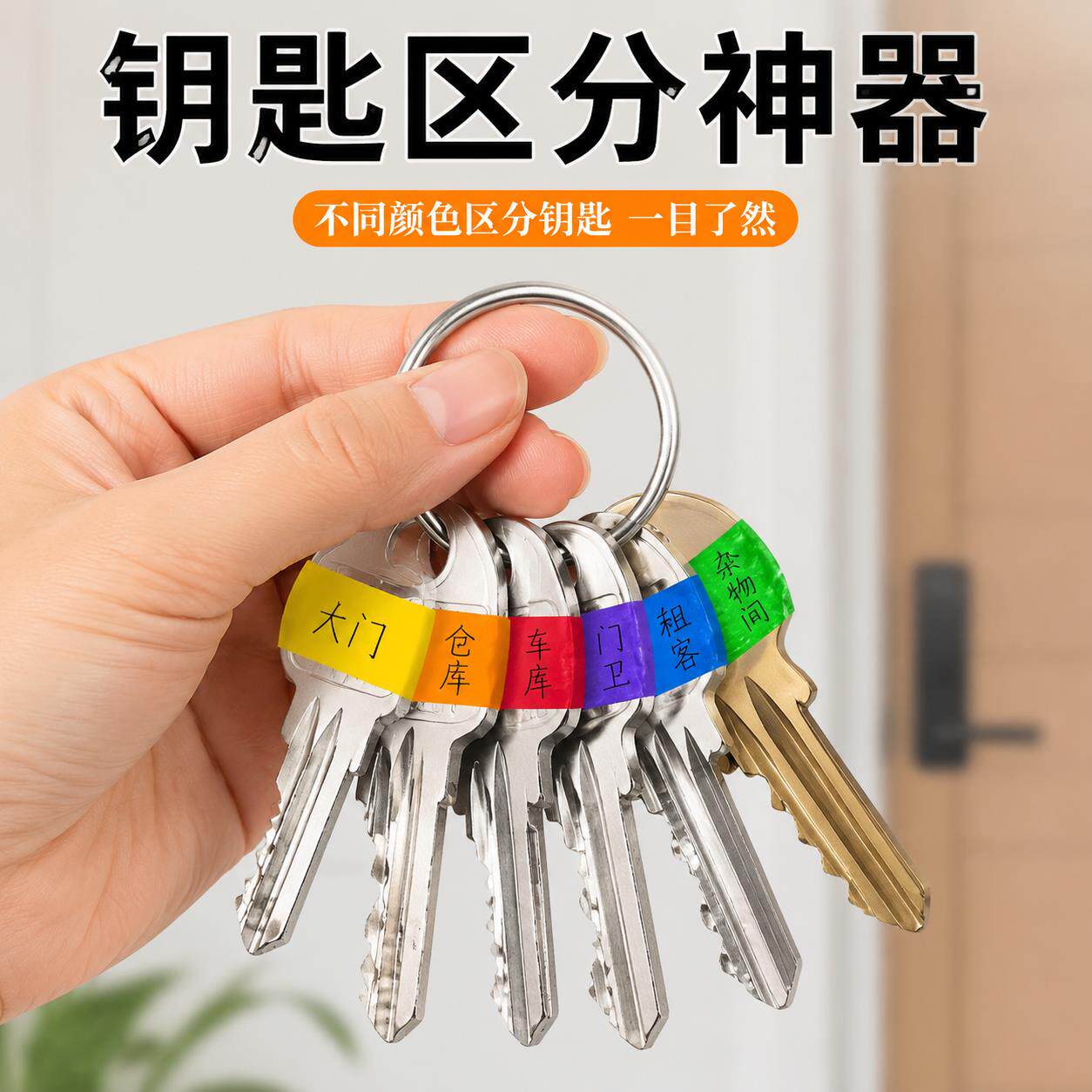 钥匙区分神器钥匙盘环出租神器锁匙扣分类标记大锁钥匙圈房东收纳
